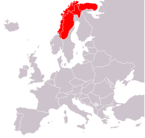Sápmi is shown in red.