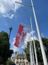 The Leicestershire Flag: first raised on 19 July 2021 in Parliament Square, London